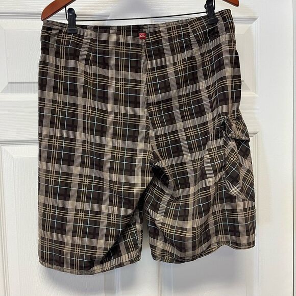 Quiksilver Brown Plaid Board Shorts Swim Trunks sz 34 - Picture 4 of 6